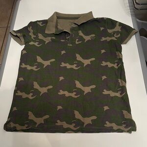 Primark Green and Tan Camouflage Polo Shirt